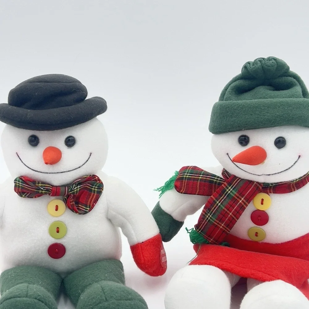 Snowman Couple Plush‎ Snowmen Sleigh Ride Snowman RARE Vintage